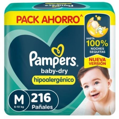 Pack 3 Pampers Baby-Dry M x 72 (216 pañales)