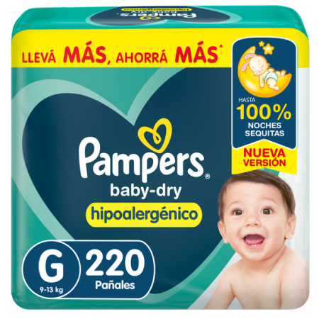Pack 2 Pampers Baby-Dry G x 110 (220 pañales) + TOALLITA de REGALO