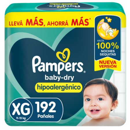 Pack 2 Pampers Baby-Dry XG x 96 (192 pañales) + TOALLITA de REGALO