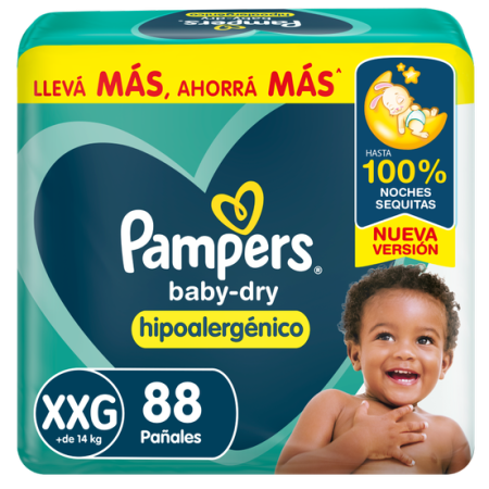 Pampers Baby-Dry Hipoalegénico XXG x 88 u.