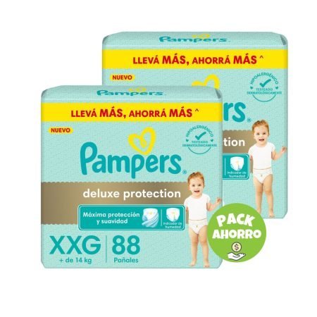 Pack 2 Pampers Deluxe Protection XXG x 88 u. (176 pañales) + TOALLITA de REGALO