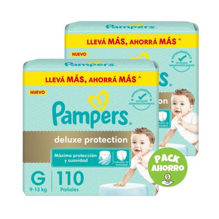 Pack 2 Pampers Deluxe Protection G x 110 u. (220 pañales) + TOALLITA de REGALO