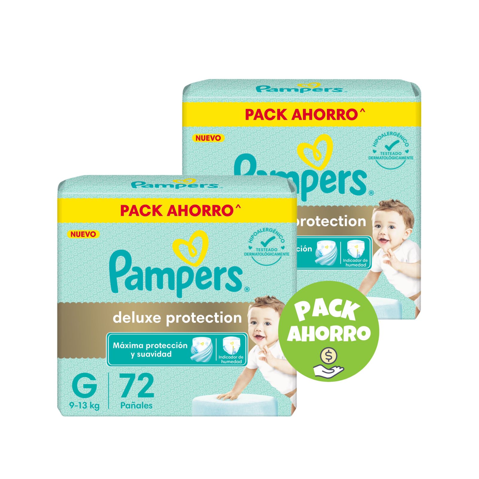 Pack 2 Pampers Deluxe Protection G x 72 u. (144 pañales)