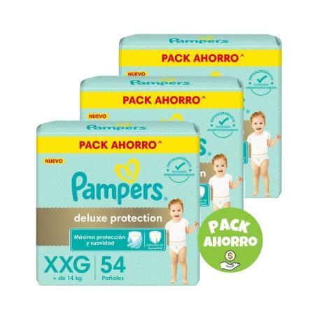 Pack 3 Pampers Deluxe Protection XXG x 54 u. (162 pañales)