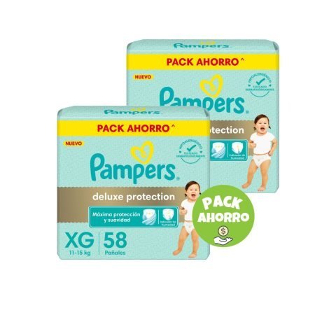 Pack 2 Pampers Deluxe Protection XG x 58 u. (116 pañales)