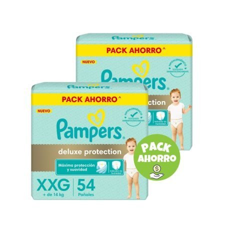 Pack 2 Pampers Deluxe Protection XXG x 54 u. (108 pañales)