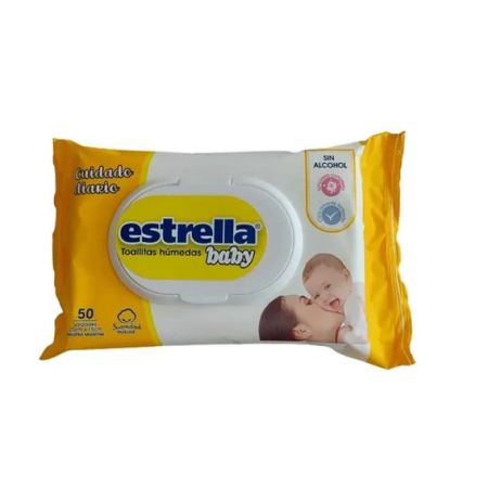 Toallitas Húmedas Estrella Baby Cuidado Diario x 50 u. c/Tapa