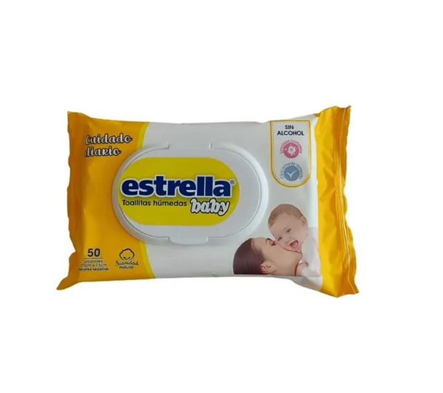 Toallitas Húmedas Estrella Baby Cuidado Diario x 50 u. c/Tapa