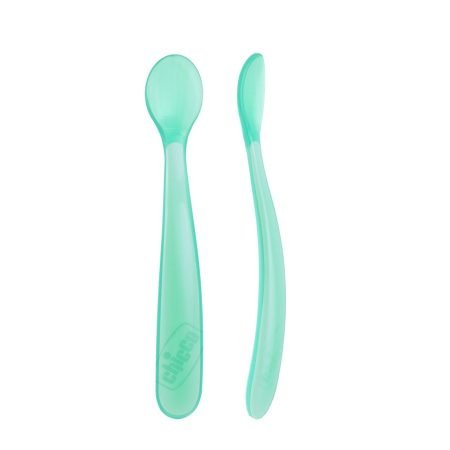 Set de 2 Cucharas de Silicona Chicco - Celeste