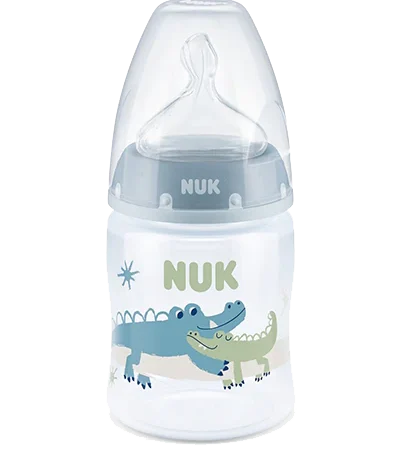 Mamadera Nuk First Choice+ con Control de Temperatura 0-6m 150ml - Cocodrilo