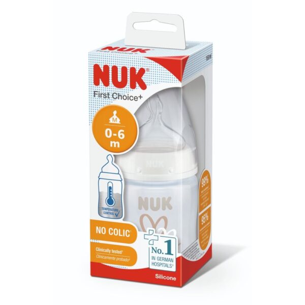 Mamadera Nuk First Choice+ con Control de Temperatura 0-6m 150ml – Corazón