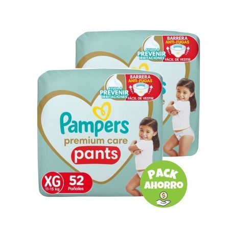 Pack 2 Pampers Pants Premium Care XG x 52 u. (104 pañales)