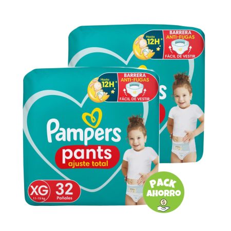 Pack 2 Pampers Pants Ajuste Total XG x 32 u. (64 pañales)