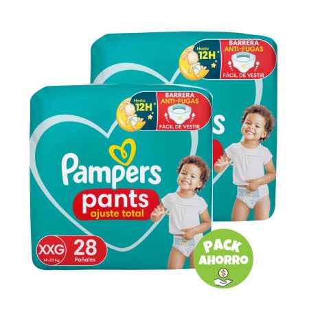 Pack 2 Pampers Pants Ajuste Total XXG x 28 u. (56 pañales)