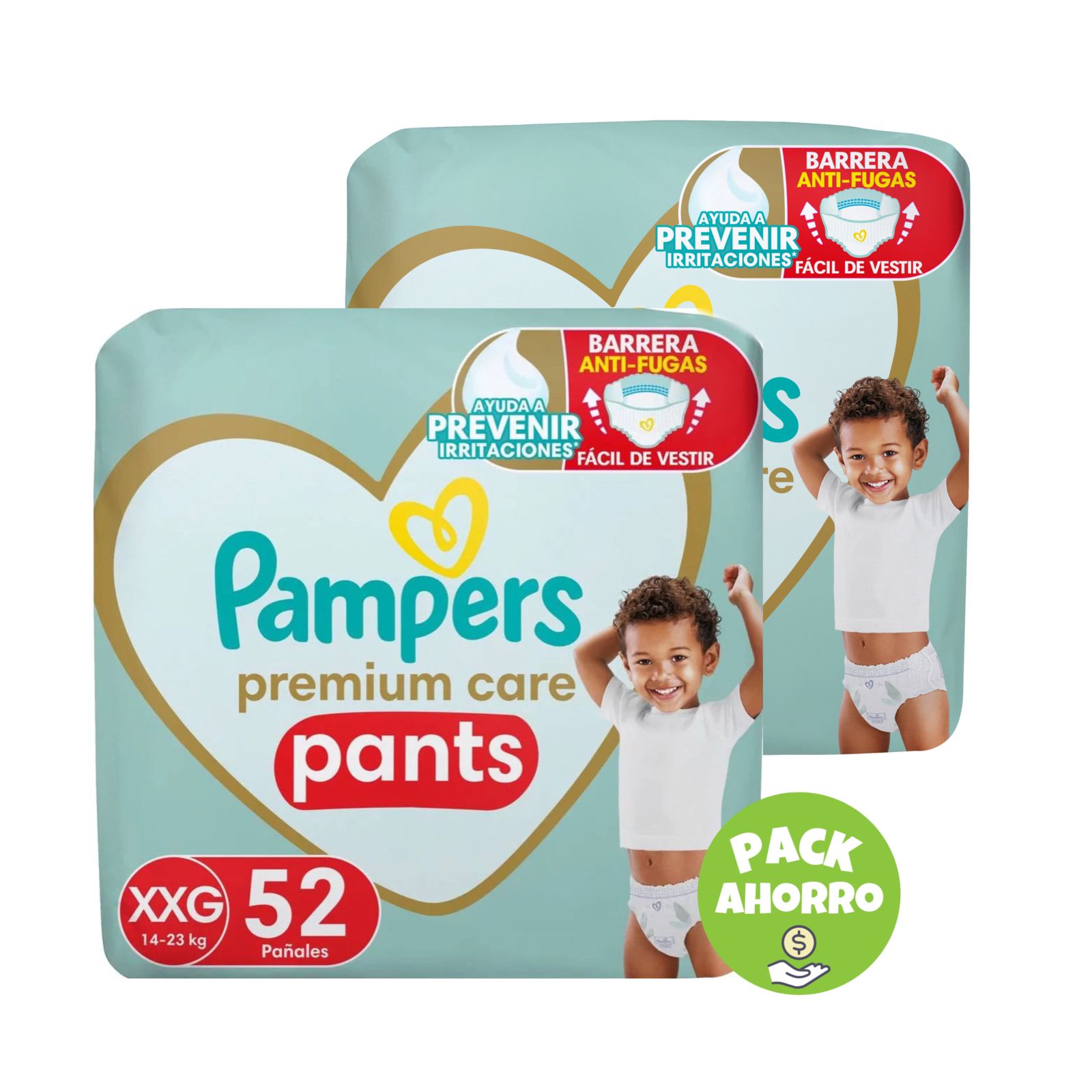 Pack 2 Pampers Pants Premium Care XXG x 52 u. (104 pañales) + TOALLITAS REGALO