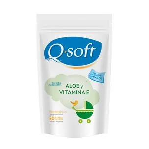 Toallitas Húmedas Q-soft c/Aloe Vera y Vit. E Pack Económico x 50 u.