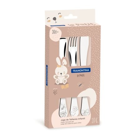 Cuchara, Tenedor y Cuchillo de Acero Inoxidable Le Petit - Conejita