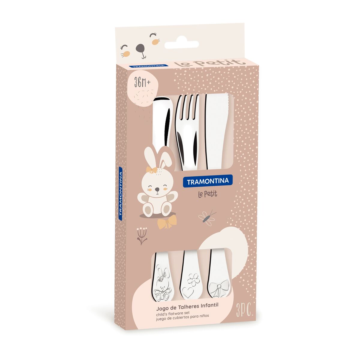 Cuchara, Tenedor y Cuchillo de Acero Inoxidable Le Petit – Conejita
