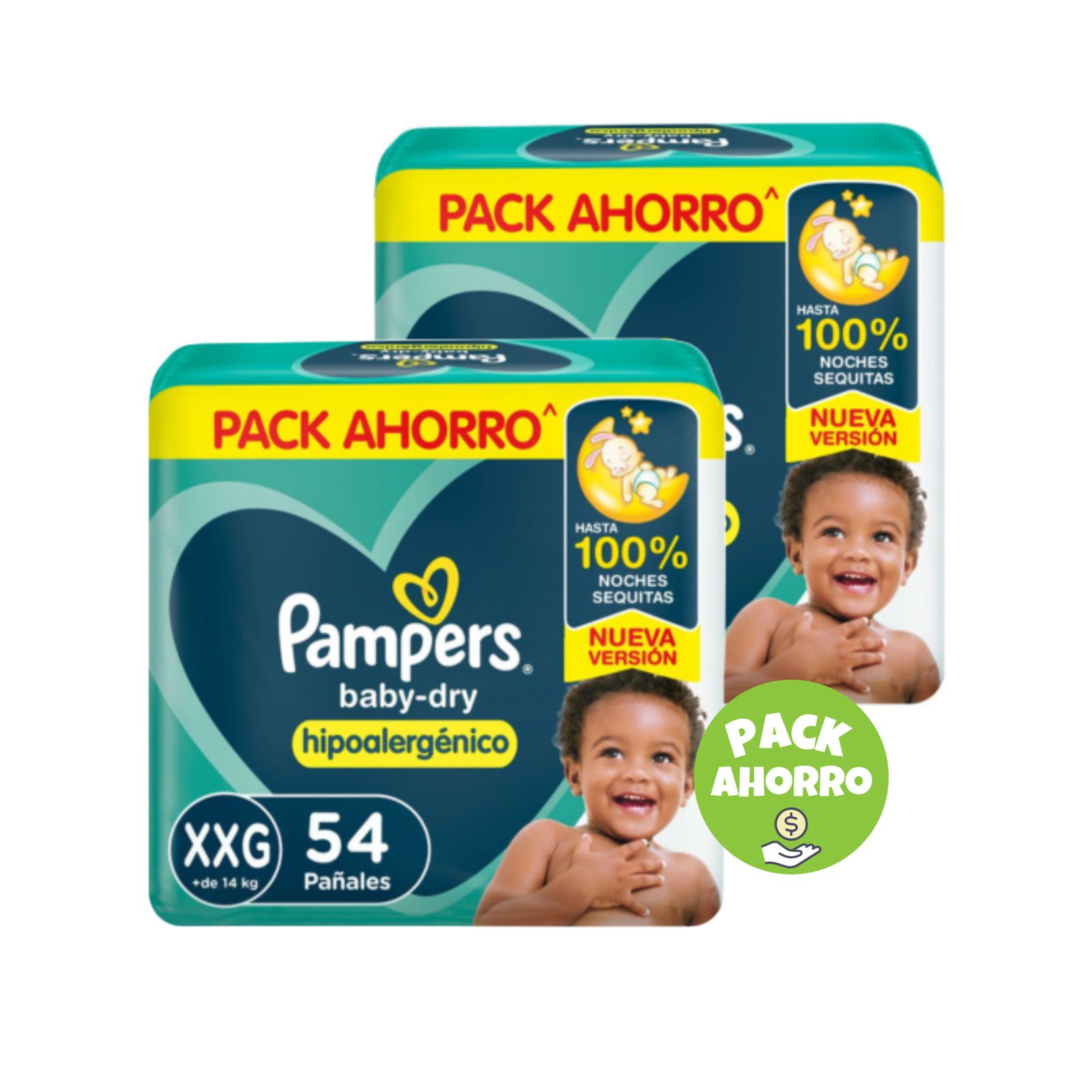 Pack 2 Pampers Baby-Dry XXG 54 (108 pañales)