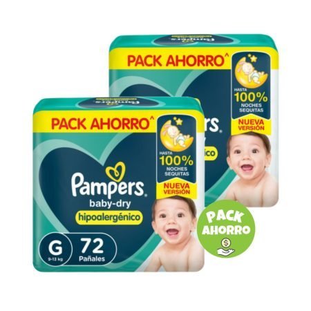 Pack 2 Pampers Baby-Dry G 72 (144 pañales)