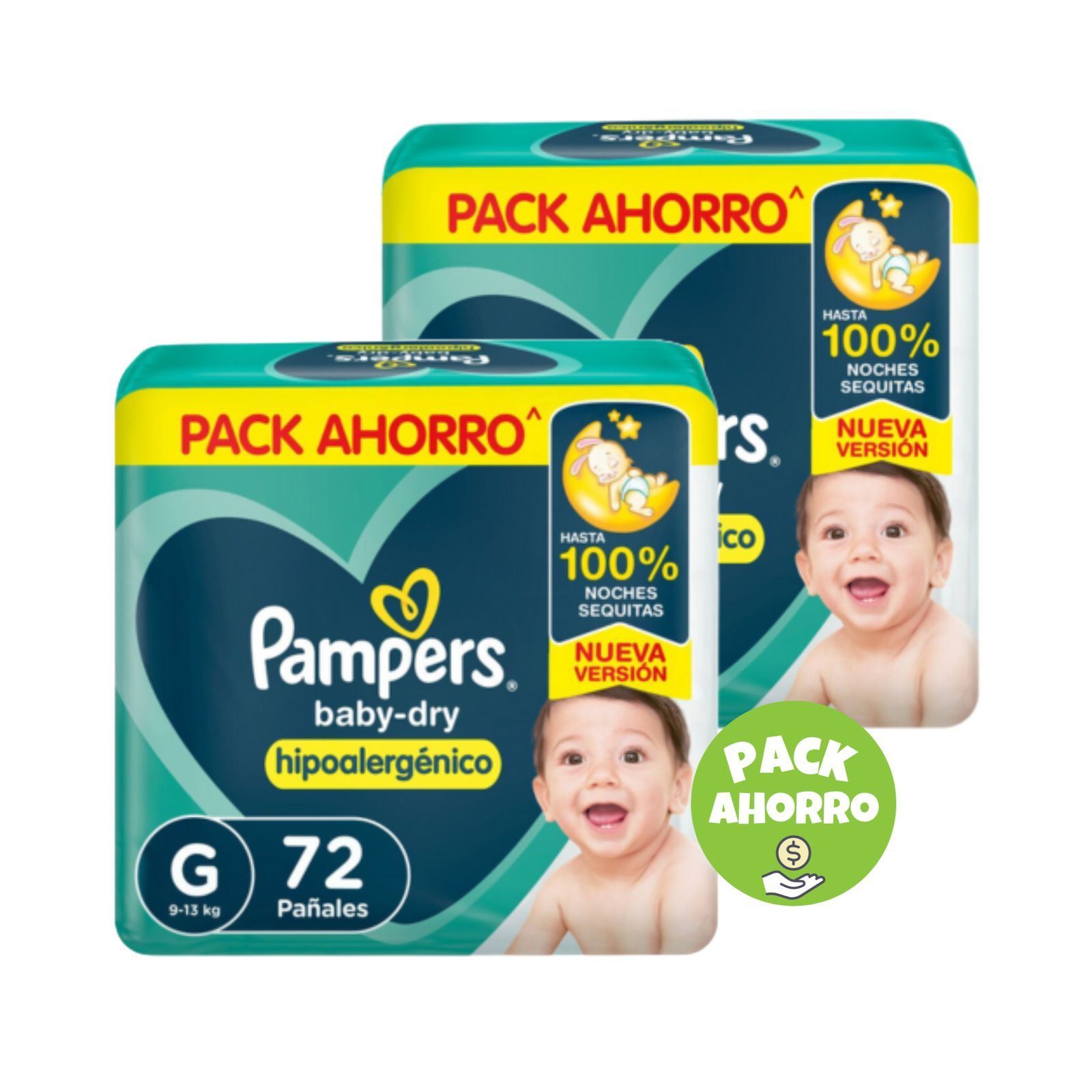Pack 2 Pampers Baby-Dry G 72 (144 pañales)