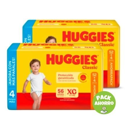 Pack 2 Huggies Classic XG x 56 (112 pañales)
