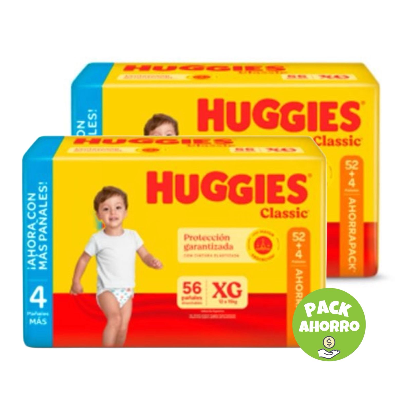 Pack 2 Huggies Classic XG x 56 (112 pañales)