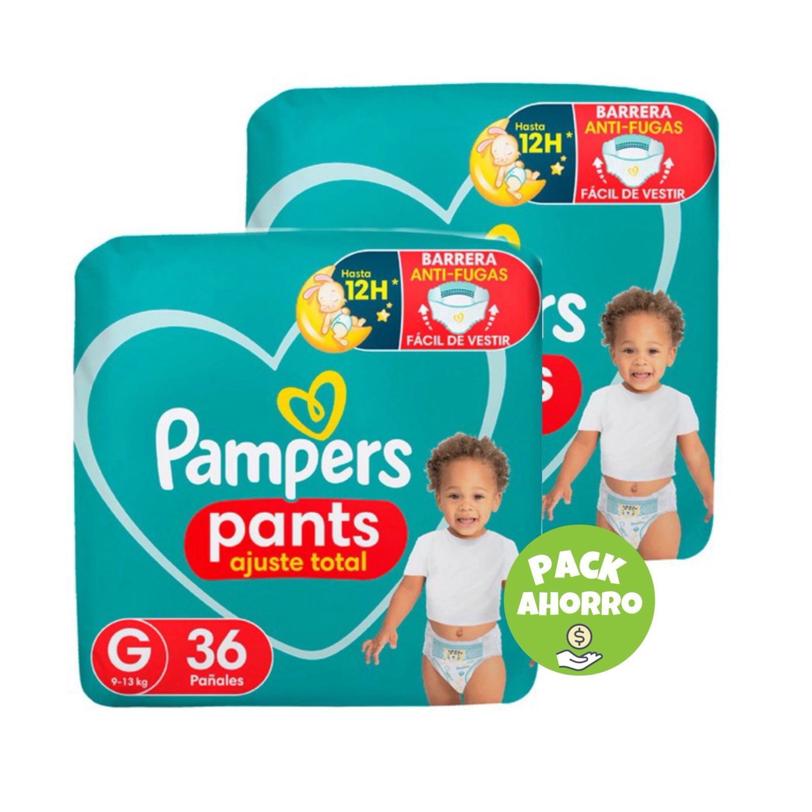 Pack 2 Pampers Pants Ajuste Total G x 36 u. (72 pañales)