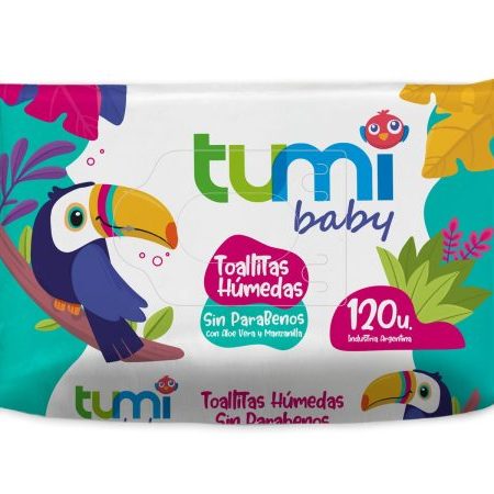 Toallitas Húmedas Tumi Sin Parabenos c/Aloe Vera y Manzanilla x 120 u.