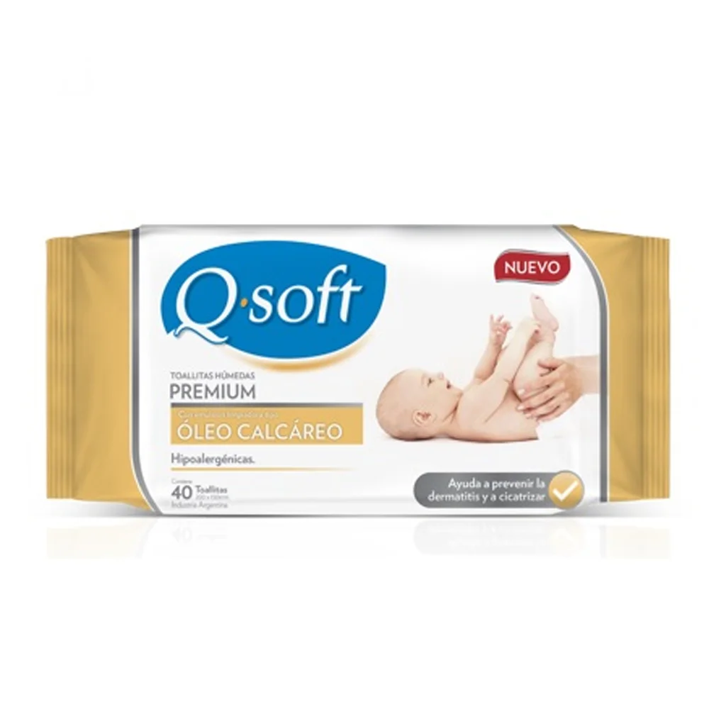 Toallitas Húmedas Premium Q-soft Oleo Calcáreo x 40 u.