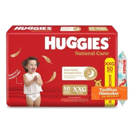 Huggies Natural Care XXG x 50 u. + TOALLITAS HUMEDAS DE REGALO