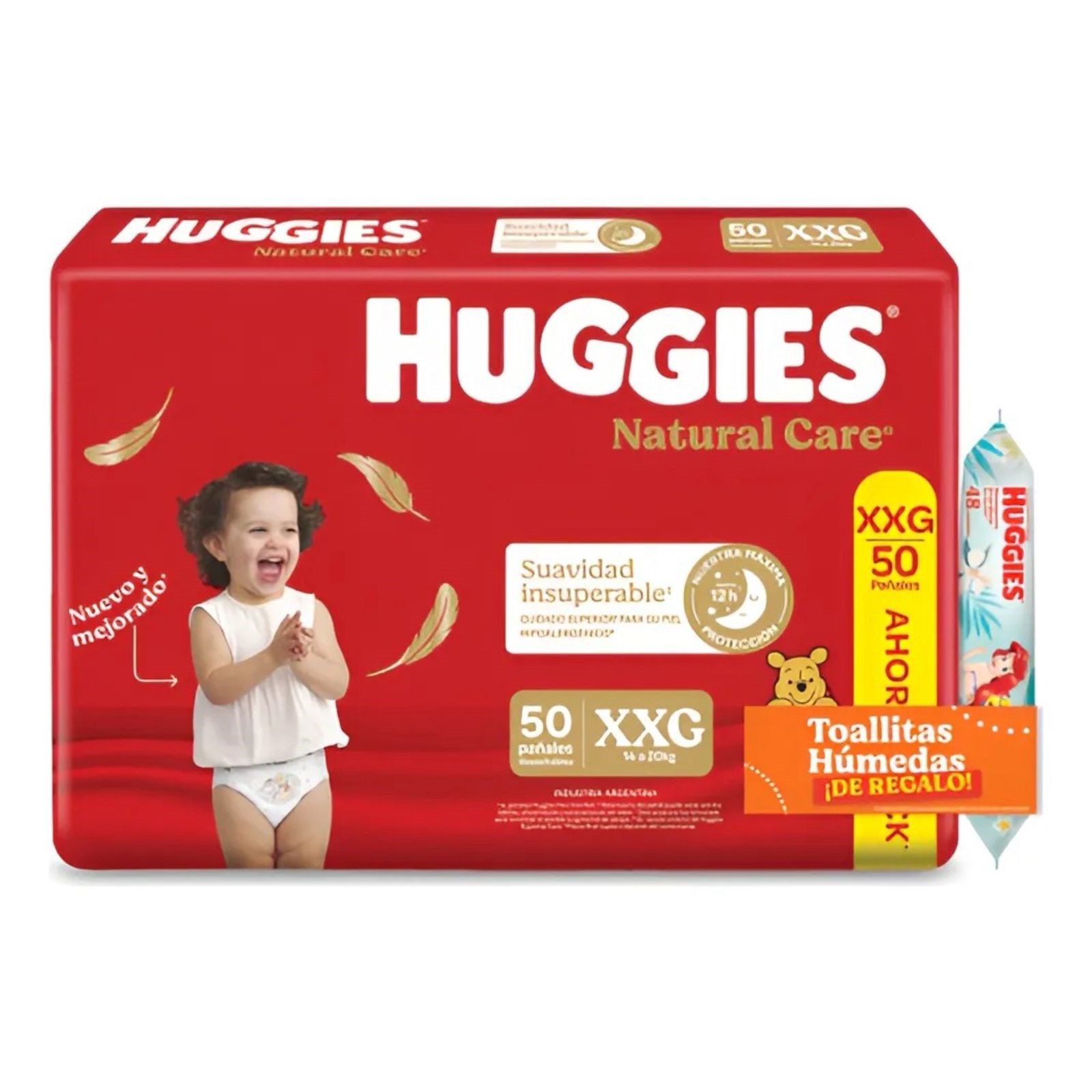 Huggies Natural Care XXG x 50 u. + TOALLITAS HUMEDAS DE REGALO