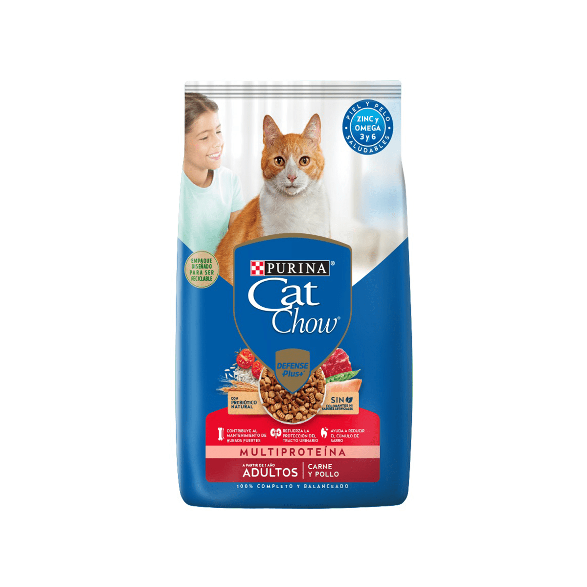 Alimento Cat Chow Defense Plus Multiproteína Para Gato Adulto Sabor Carne Y Pollo En Bolsa De 15 kg