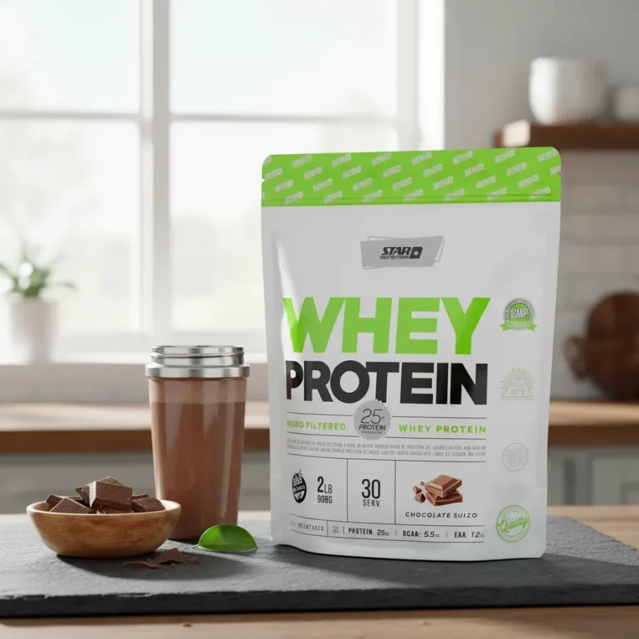 Star Nutrition Whey Protein 908g Sabor Chocolate suizo Doypack En Polvo