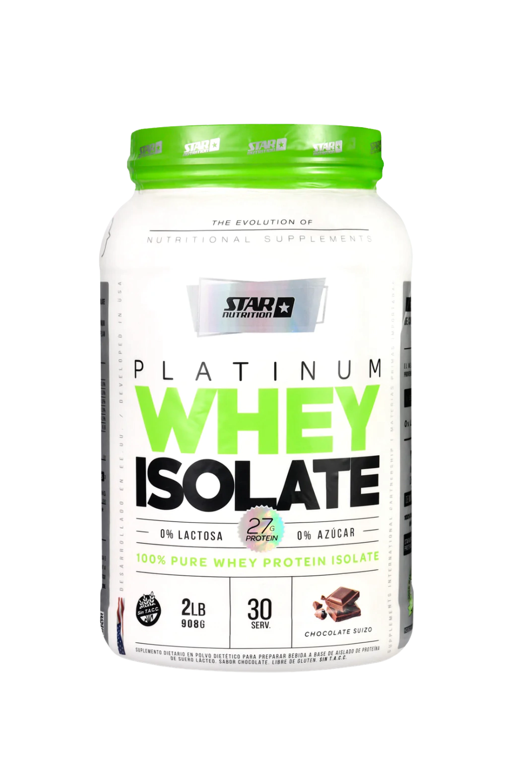 Suplemento En Polvo Star Nutrition Platinum Whey Protein Sabor Chocolate Suizo En Pote De 908g
