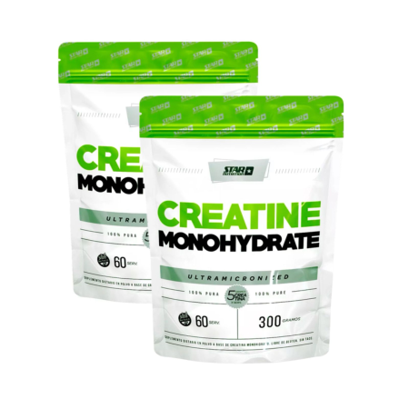 Pack 2 Creatina Monohidratada Star Nutrition 300 Gr - Doypack Sin Sabor (600 Gr)
