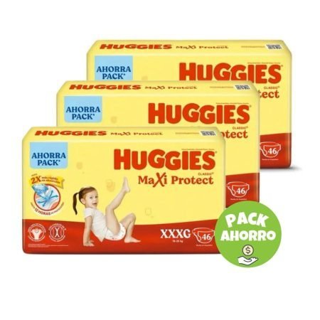 Pack 3 Huggies Classic Maxi Protect XXXG x 46 u. (138 pañales)