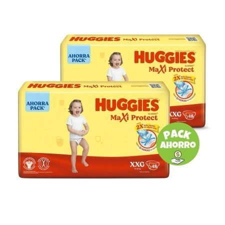 Pack 2 Huggies Classic Maxi Protect XXG x 48 u. (96 pañales)