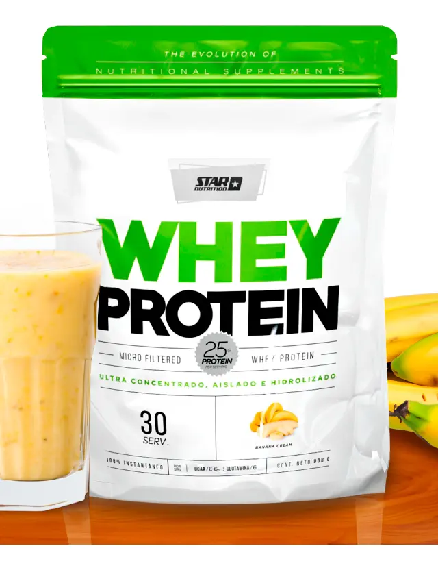Star Nutrition Whey Protein 908g Sabor Banana Cream Doypack En Polvo