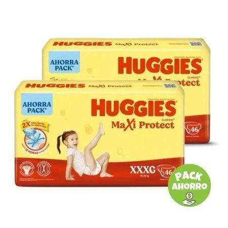 Pack 2 Huggies Classic Maxi Protect XXXG x 46 u. (92 pañales)