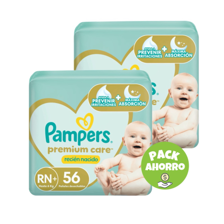 Pack 2 Pampers Premium Care RN+ x 56 u. (112 pañales)