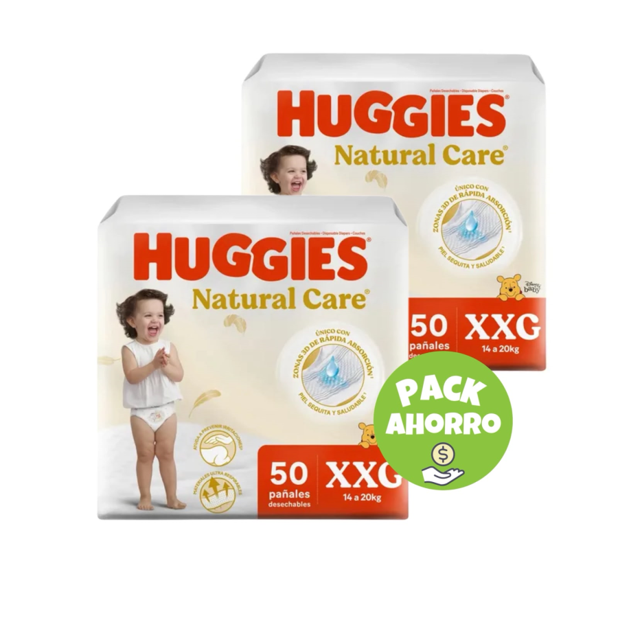 Pack 2 Huggies Natural Care XXG x 50